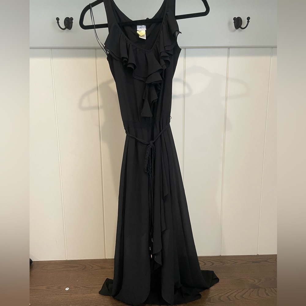Vintage Cache Black Maxi Dress w/ Ruffle Detail Women’s Size XS